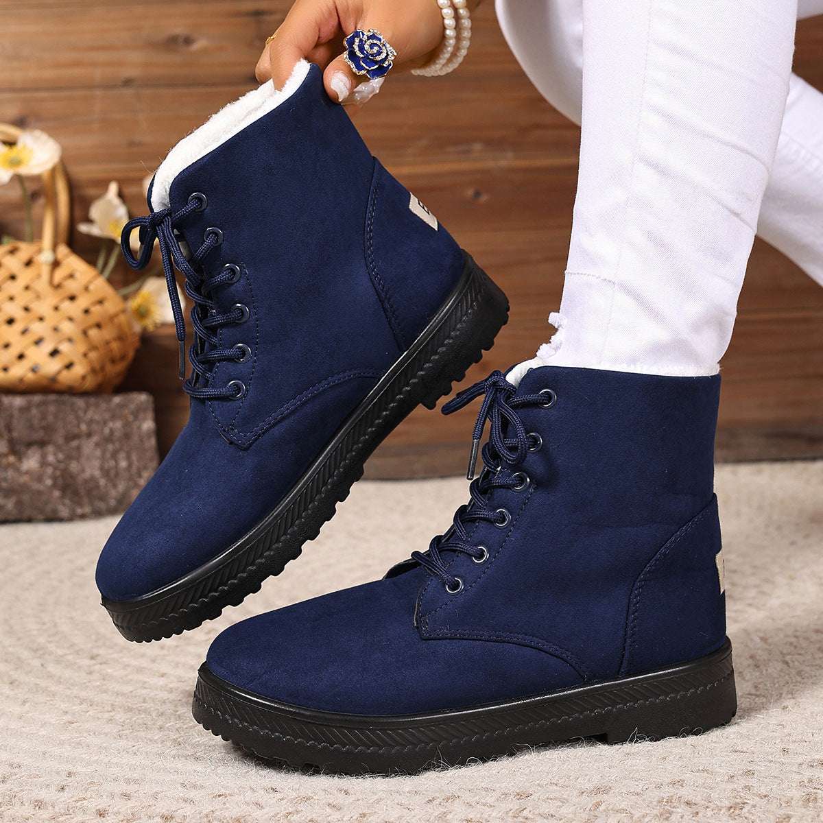 Women's Fashionable Waterproof High-top Cotton-padded Snow Boots - globaltradeleader