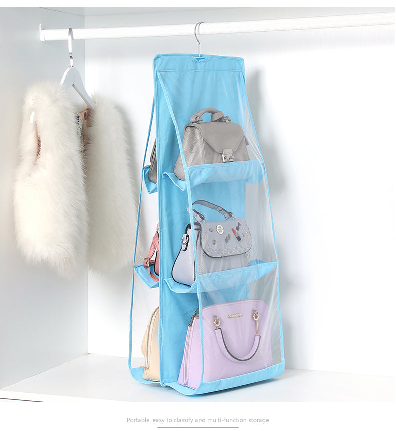 Double-sided Six-layer Visible Transparent Hanging Bag Hanging Storage Hanging Bag