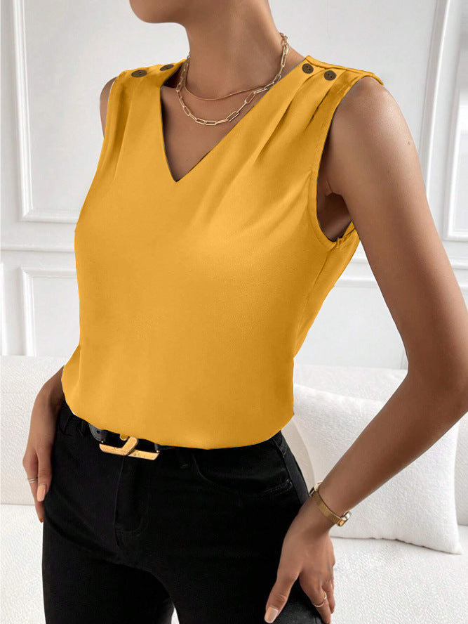 Women's Fashionable Simple Silk High Elastic Solid Color Vest - globaltradeleader