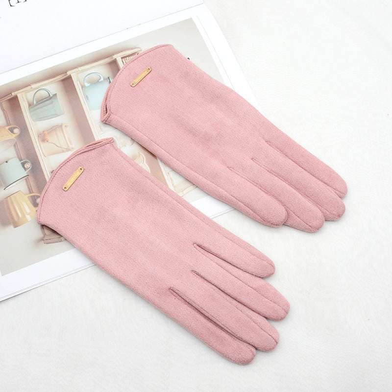Women's Fleece Suede Gloves Warm And Cold Protection - globaltradeleader