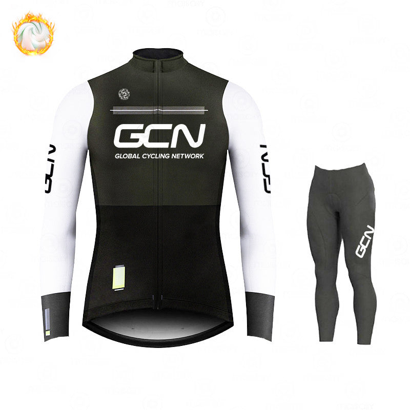 GCN Fleece Long Sleeve Cycling Jersey Cycling Jersey Running MTB Winter New Series