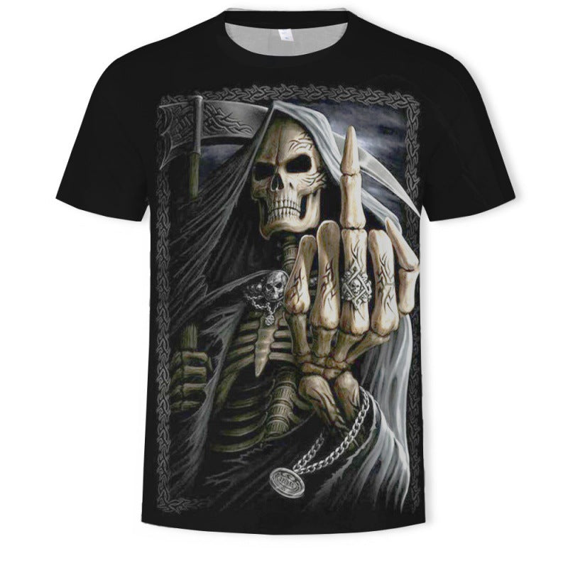 Hip Hop Skull Pattern 3D Printed Short Sleeve Men
