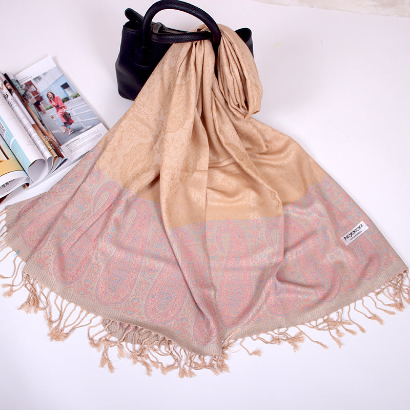 Ethnic Style Cashew Scarf Air Conditioning Talma Scarf Dual-use Jacquard Tassel