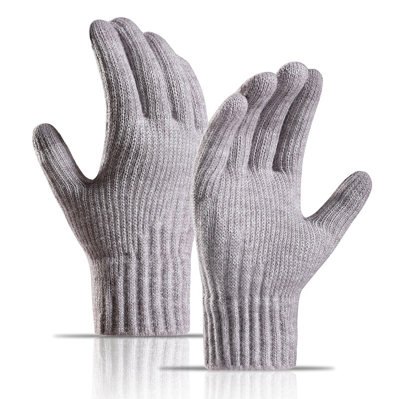 Winter Fleece Lined Padded Warm Keeping Knitted Gloves For Women