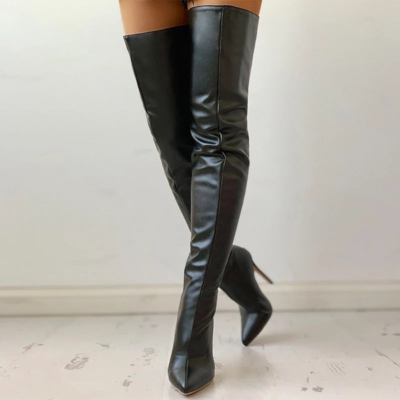 Women's Pointed Toe Stiletto Heel Over-the-knee Back Zipper Boots - globaltradeleader