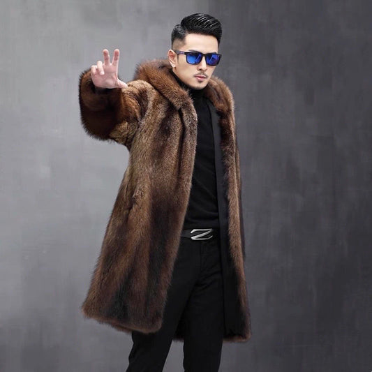 Men's Long Warm Mink Fur Coat - globaltradeleader
