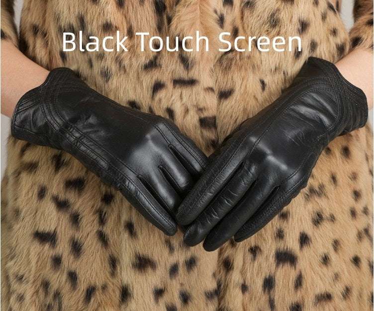 Women's Fashion Winter Warm Gloves Real Lamb Leather Handmade Curve Sheepskin Gloves - globaltradeleader