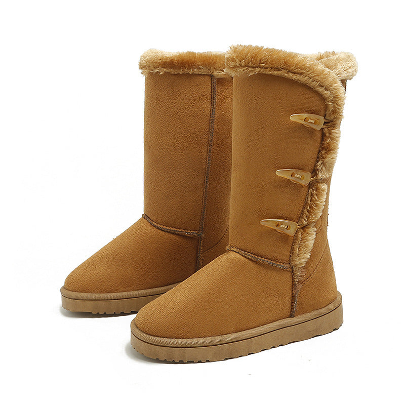 Cotton Shoes Thickened Mid-top Snow Boots Middle Tube Leather Boots - globaltradeleader