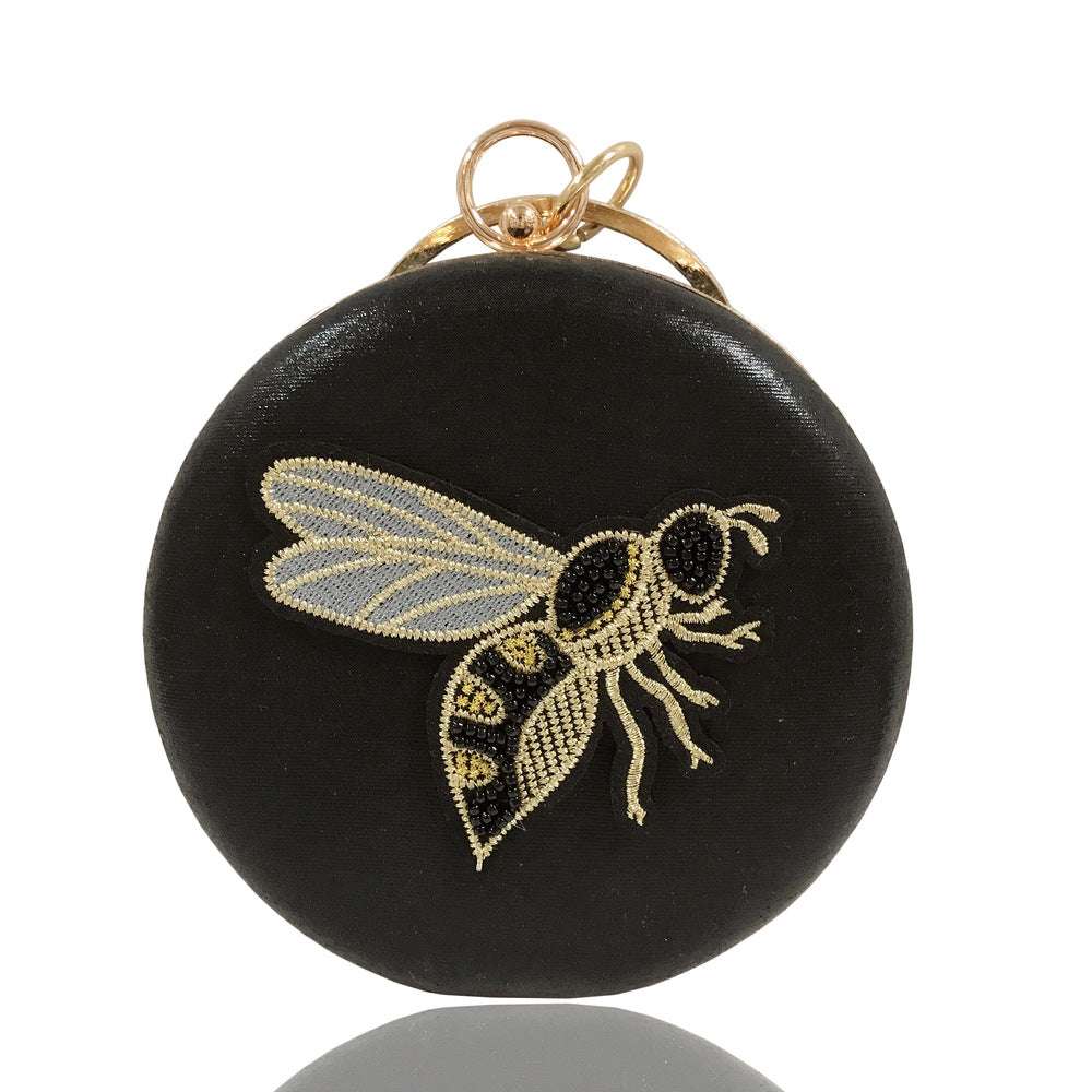 Flat Box Embroidered Beaded Bee Clutch Party Bag