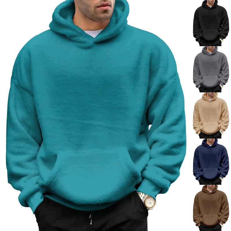 Double-sided Velvet Hooded Sweater Men's Plush Sweatshirt With Pockets - globaltradeleader