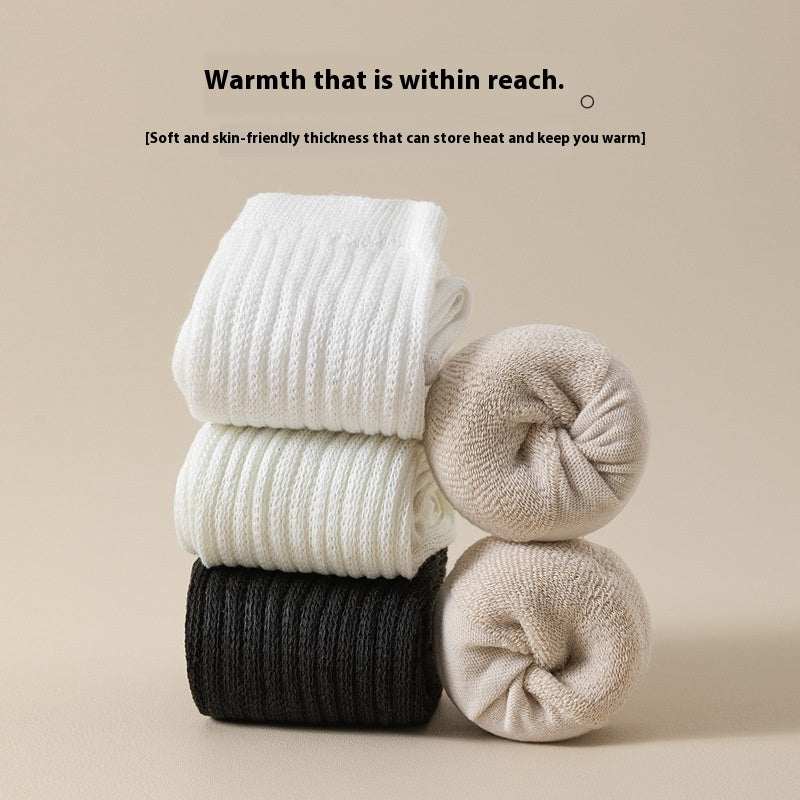 Autumn And Winter Thickening Women's Bunching Socks Fleece-lined Warm Stockings Half Pile - globaltradeleader