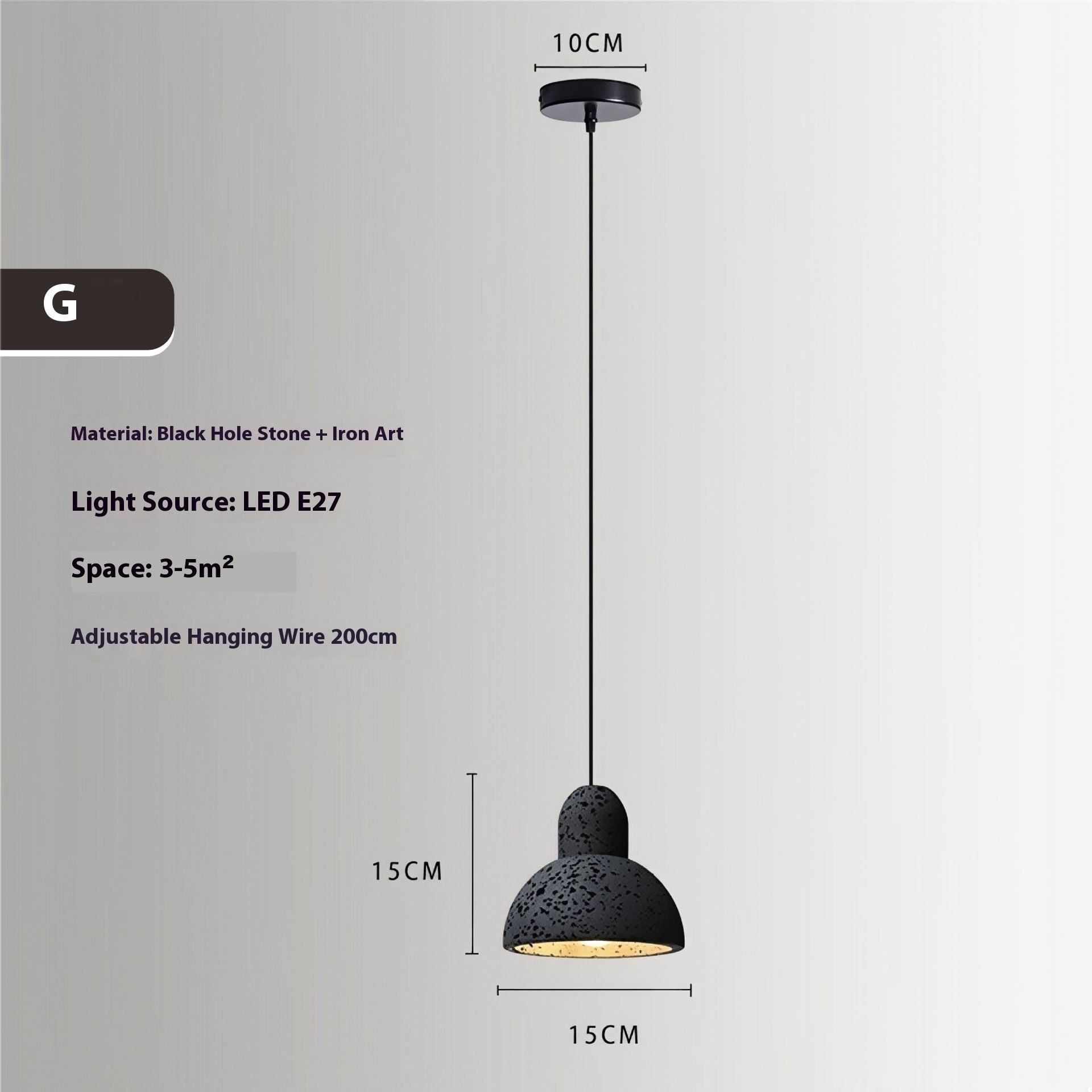 Black Cave Stone Restaurant Aisle Bedside Creative Terrazzo Chandelier - globaltradeleader