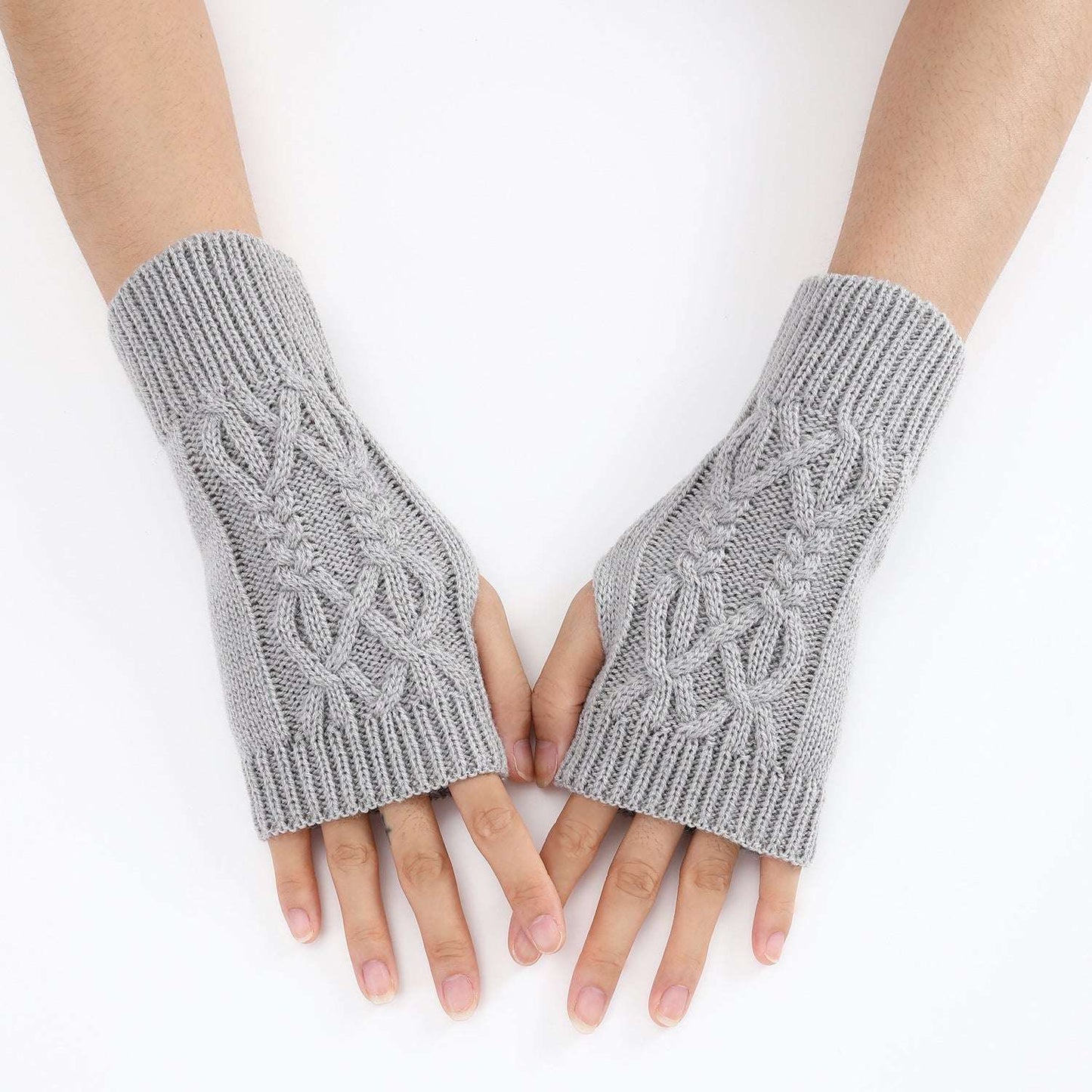 Knitted Half Gloves Female Cute Winter Open Finger Half Finger Student Male And Female Couple Wool - globaltradeleader