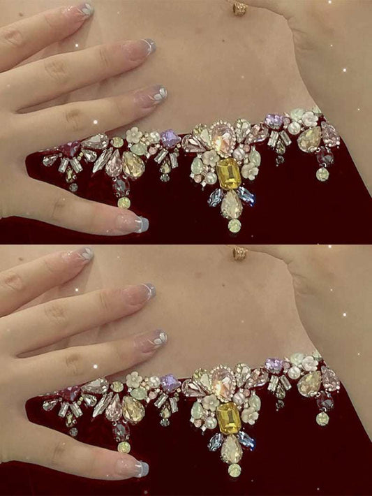 Atmospheric Red Long-sleeved Senior Evening Dress Woman - globaltradeleader