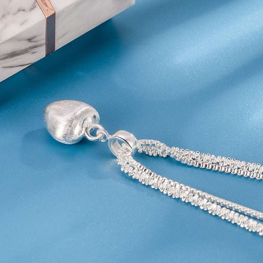 Double Layer Brushed Heart Pendant Necklace For Women High-end Feel Light Luxury Necklace Collarbone Chain  Fashion Jewelry - globaltradeleader