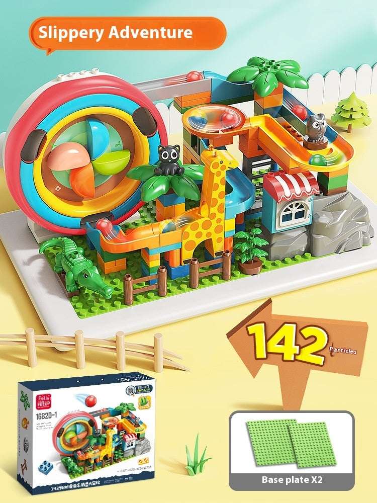 Large Particle Building Blocks Toy Loop Electric Turntable