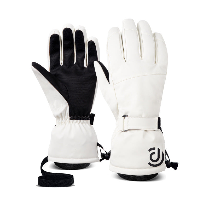 Ski Gloves Men And Women Winter White Warm Cycling Sports Touch Screen Five Fingers - globaltradeleader