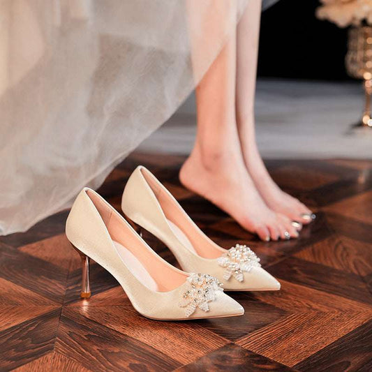 Niche French Style Women's Bridal High Heels - globaltradeleader