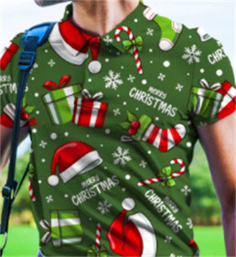 Men's Camouflage 3D Printed PoLo Shirt Fashion Button Lapel Short Sleeves