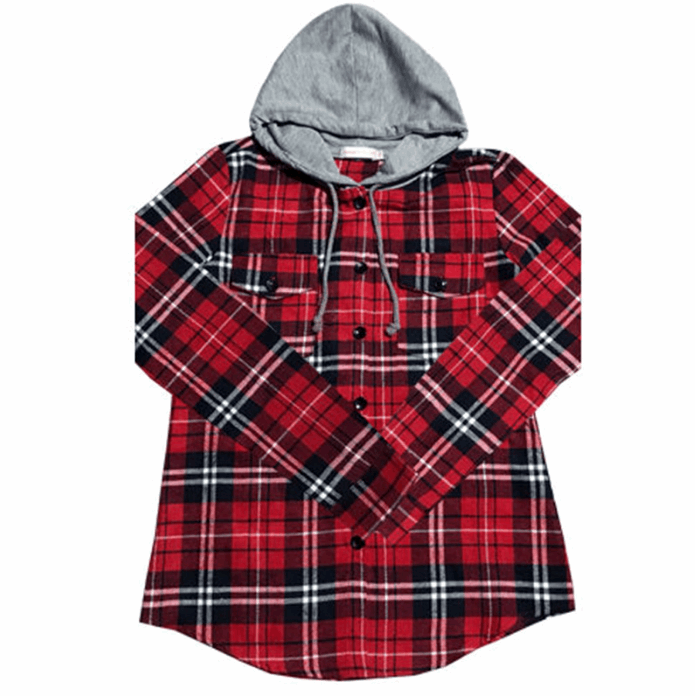 Fashion Women's Long-sleeved Plaid Hooded Shirt