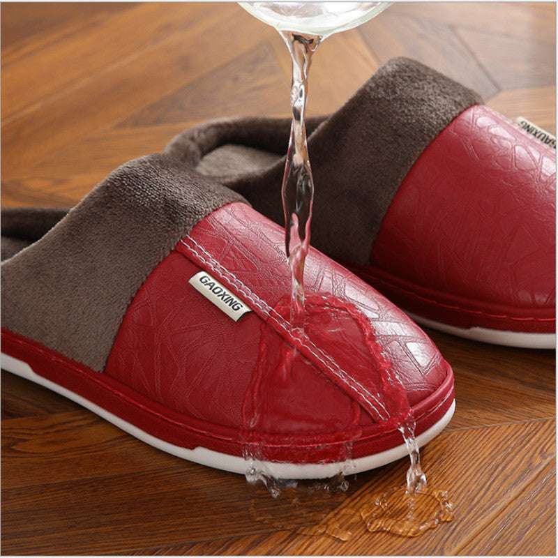 Waterproof Fur Slides Shoes Women Winter Bedroom Home Slippers For Couple - globaltradeleader