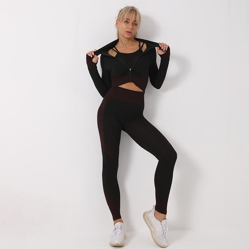 3PCS Yoga Set Seamless Sport Set Women Gym Clothing Leggings Women Crop Top Sports Bra Women Fitness Gym Set Womens Outfits Tracksuit - globaltradeleader