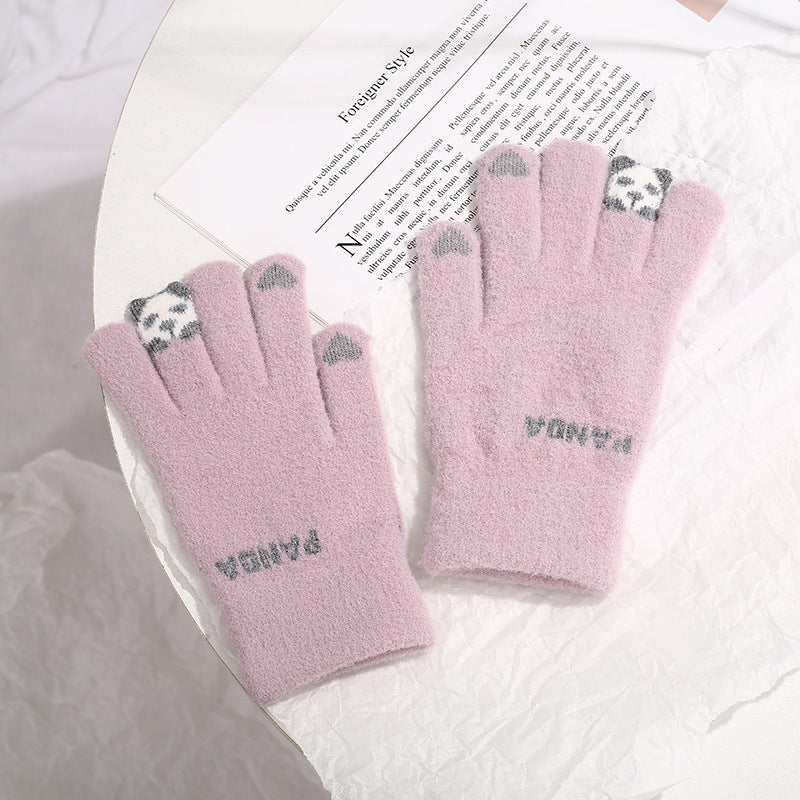 Knitted Gloves Touchscreen Winter Cute Panda Warm Goves For Cycling Women - globaltradeleader