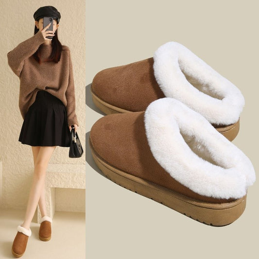 Women Winter New Round Head Leisure Slip-onPlus Size Cotton Shoes - globaltradeleader