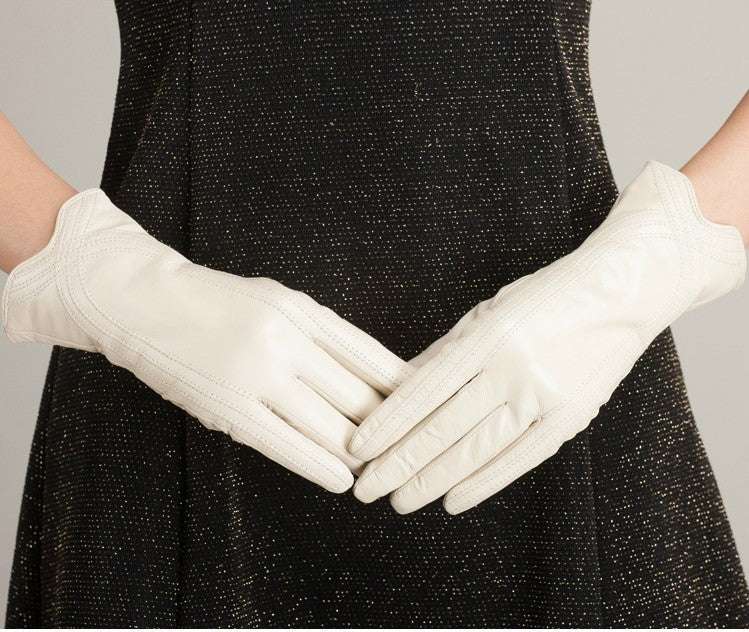 Women's Fashion Winter Warm Gloves Real Lamb Leather Handmade Curve Sheepskin Gloves - globaltradeleader