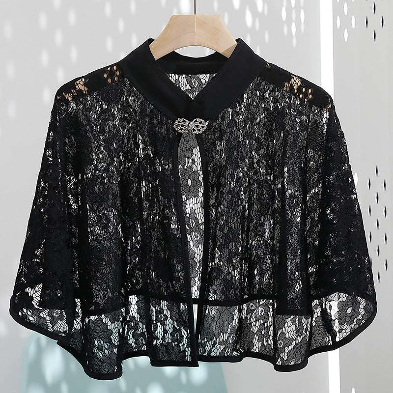 Cheongsam Shawl Retro Cloak Silver Buckle Lace Small Coat