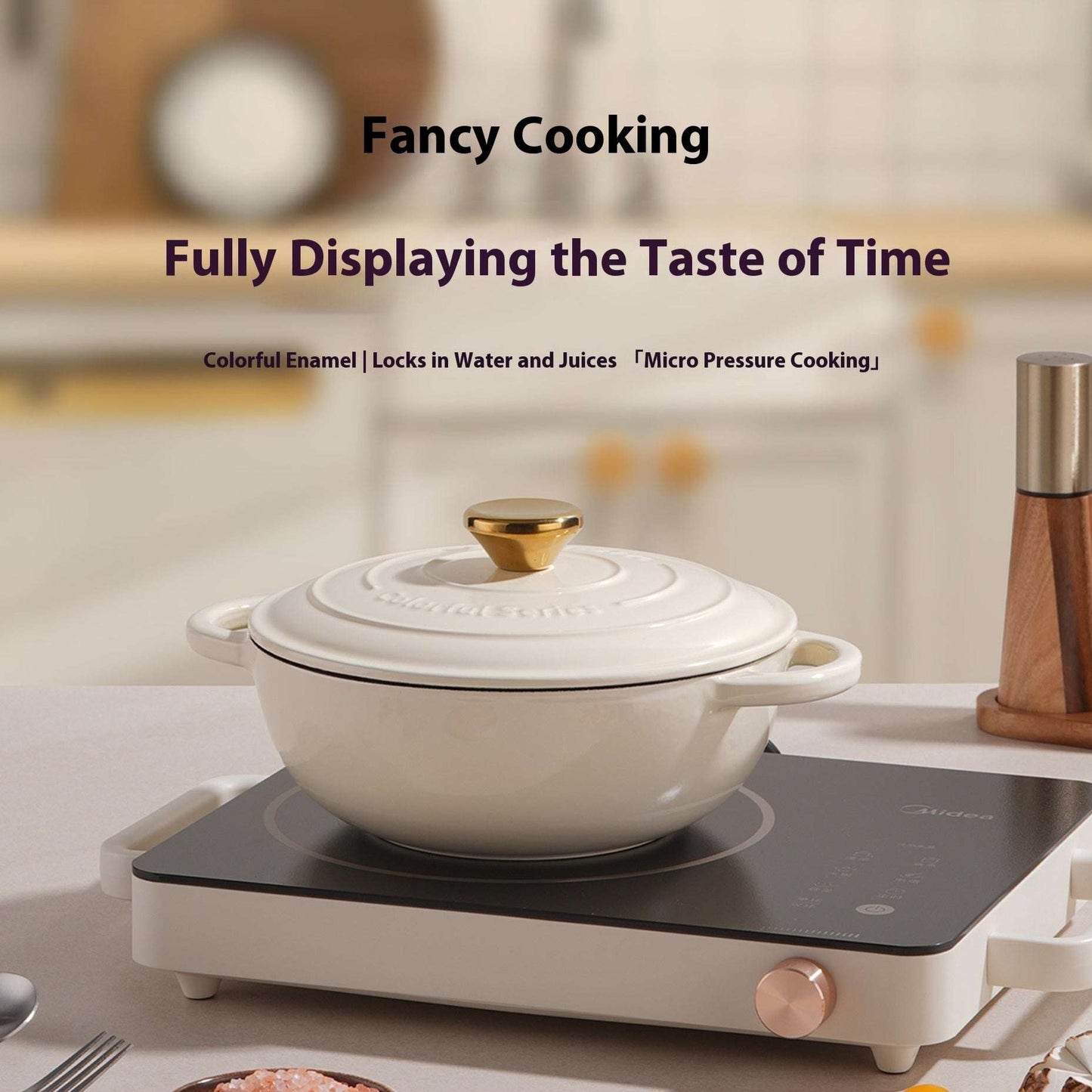 Cream White Cast Iron Cast Soup Stew Pot - globaltradeleader