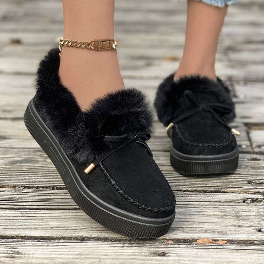 Winter Round Head Thick Bottom Velvet Warm Cotton Shoes Women - globaltradeleader