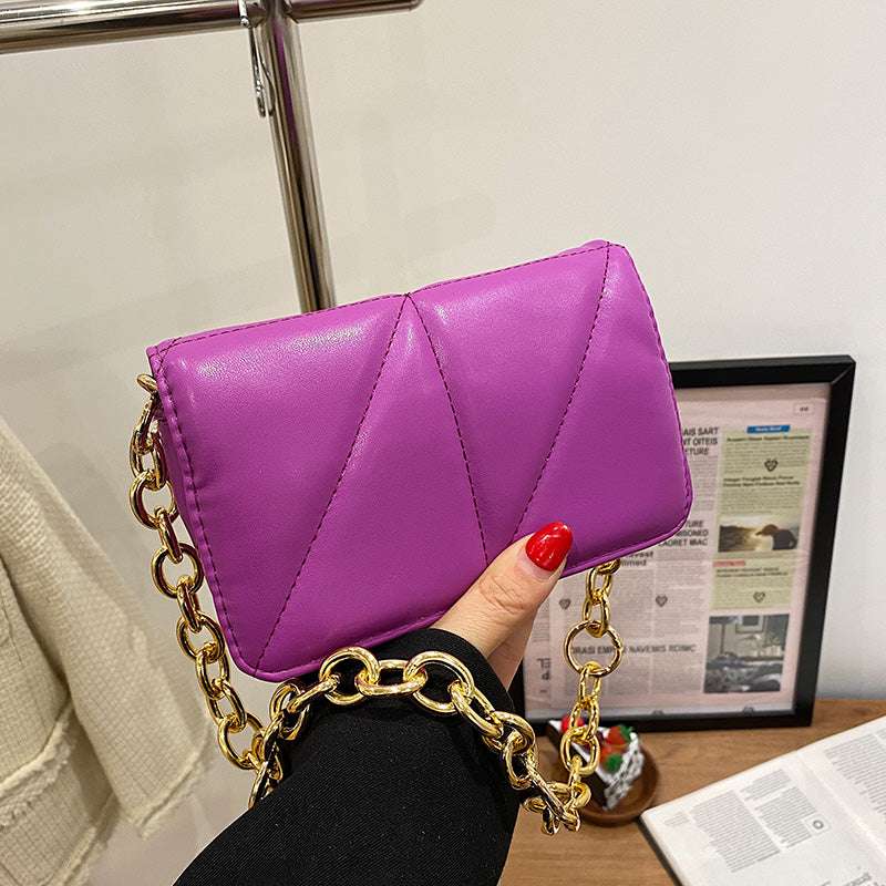 Thick Chain Women's Tote Bag Quality Leather Shoulder Bag Fashion Quilted Design Handbags Female Embroidery Thread Nolso Se Mano