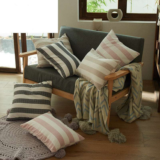 New Linen Cotton Geometric Striped Pillowcase