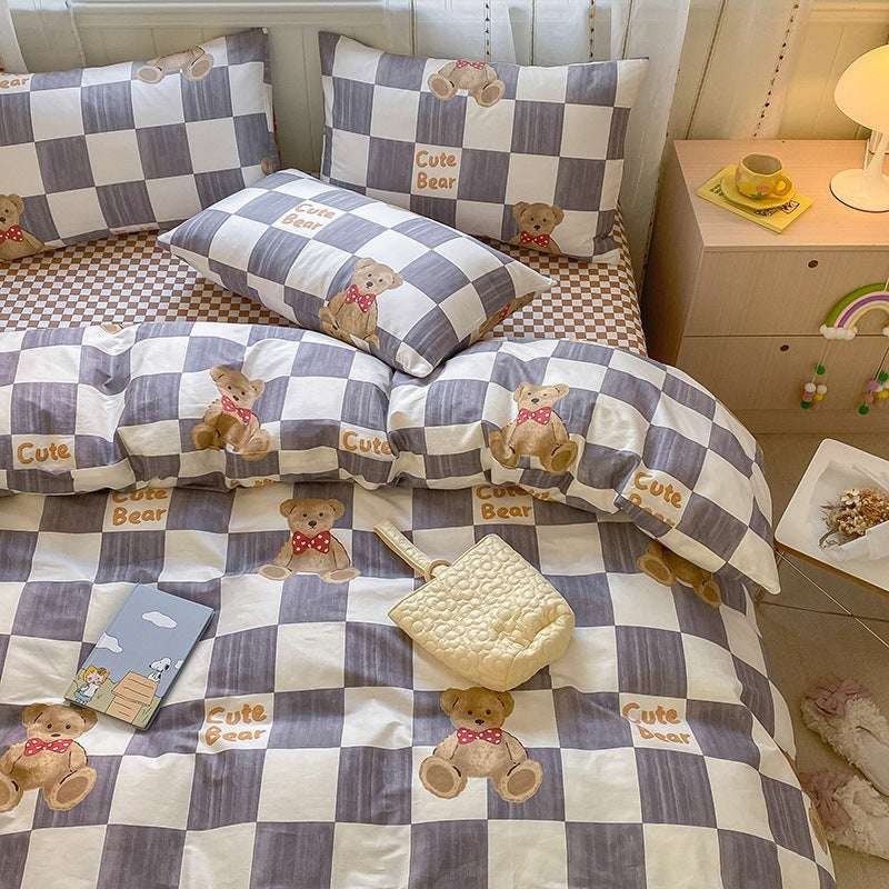 Printed Cartoon Girl Quilt Cover Cotton Four-piece Bed Sheet