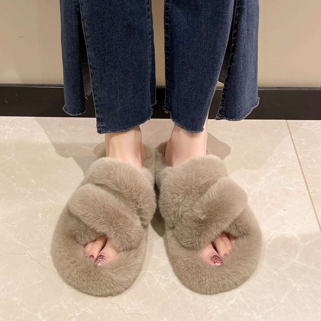 Winter Fuzzy Slippers Women Warm Soft Plush Shoes - globaltradeleader