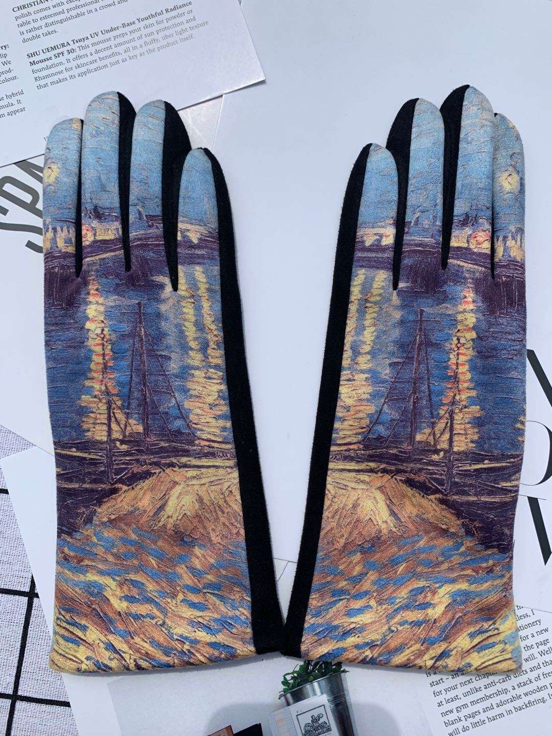 Autumn And Winter Fashion Trends Oil Painting Gloves AB Suede - globaltradeleader