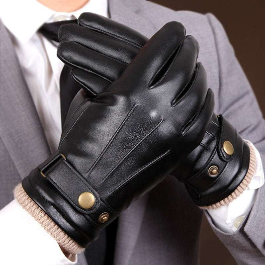 Men's Fleece-lined Windproof Winter Sheepskin Warm Gloves - globaltradeleader