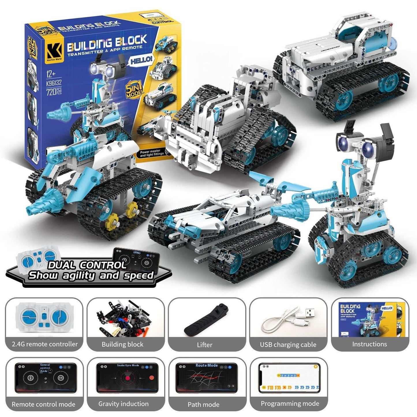Programming Robot Electric Building Blocks Remote Control Car Toys - globaltradeleader