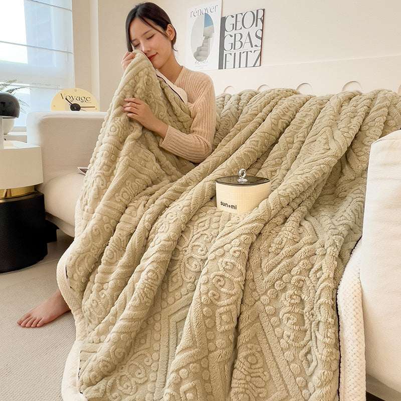 Class A Carved Velvet Blanket Double-sided Thick Blanket - globaltradeleader