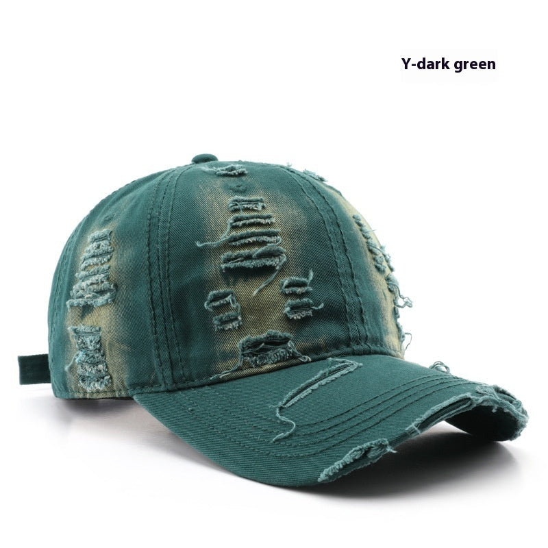 Retro Pure Color Washed Hole Light Board Baseball Cap - globaltradeleader