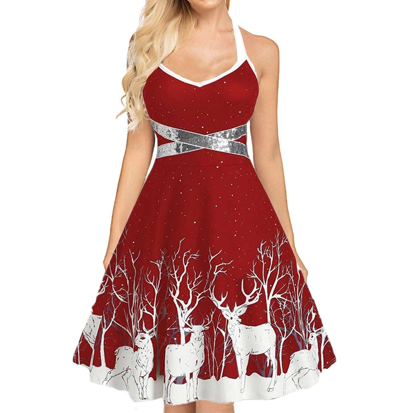 Christmas Sexy Suspenders Lace-up Dress - globaltradeleader