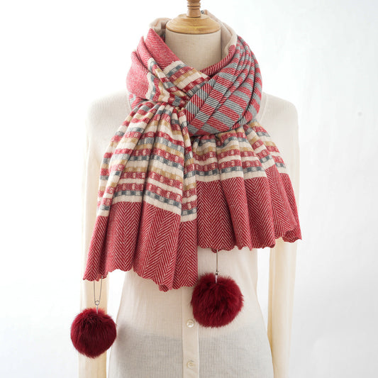 Cashmere Plaid Striped Jacquard Thickened Scarf