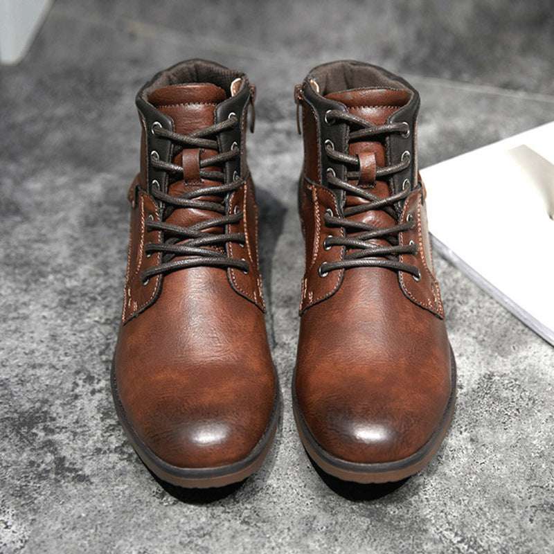 Men Winter Ankle Boots Lace Up Footwear Leather Shoes - globaltradeleader