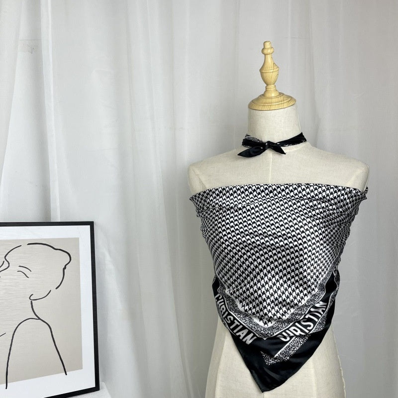 Women's Silk Scarf Strap Retro Tube Top Sun Protection