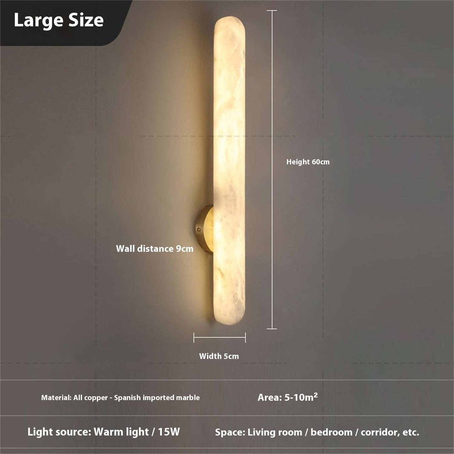 Modern Minimalist Bedroom Bedside Copper Marble Wall Lamp - globaltradeleader