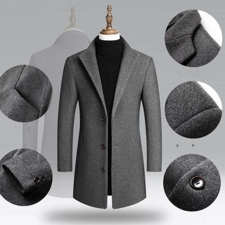 Autumn And Winter Woolen Trench Coat Men - globaltradeleader