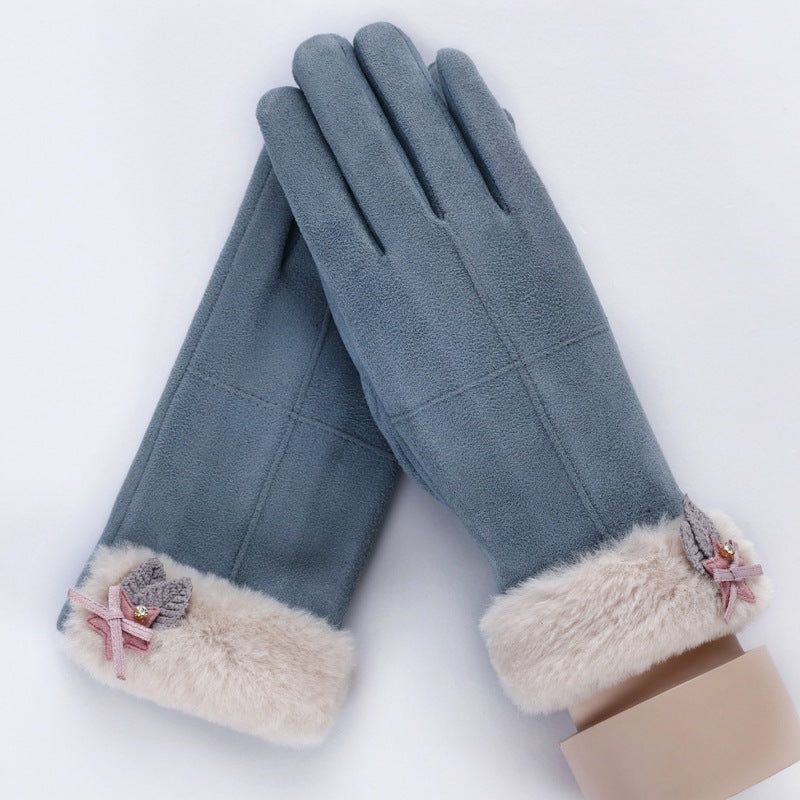 Thermal Gloves N915 Women's Winter Suede Double-layer Velvet Thickened - globaltradeleader