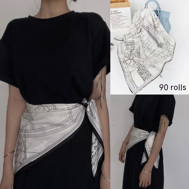 Women's Silk Scarf Strap Retro Tube Top Sun Protection