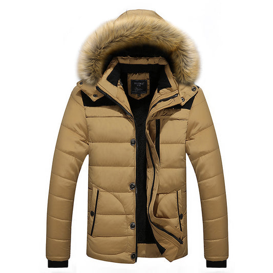 Men's Fur Hooded Coat Winter Thick Fleece Jacket Cotton Clothing - globaltradeleader